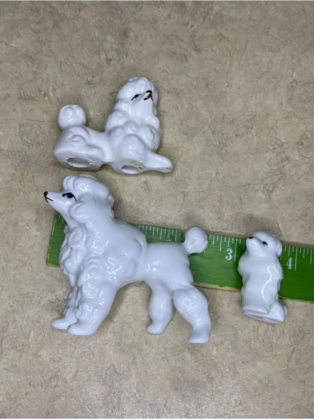 Vintage White Ceramic Poodle Trio Figurines – Collectible Set